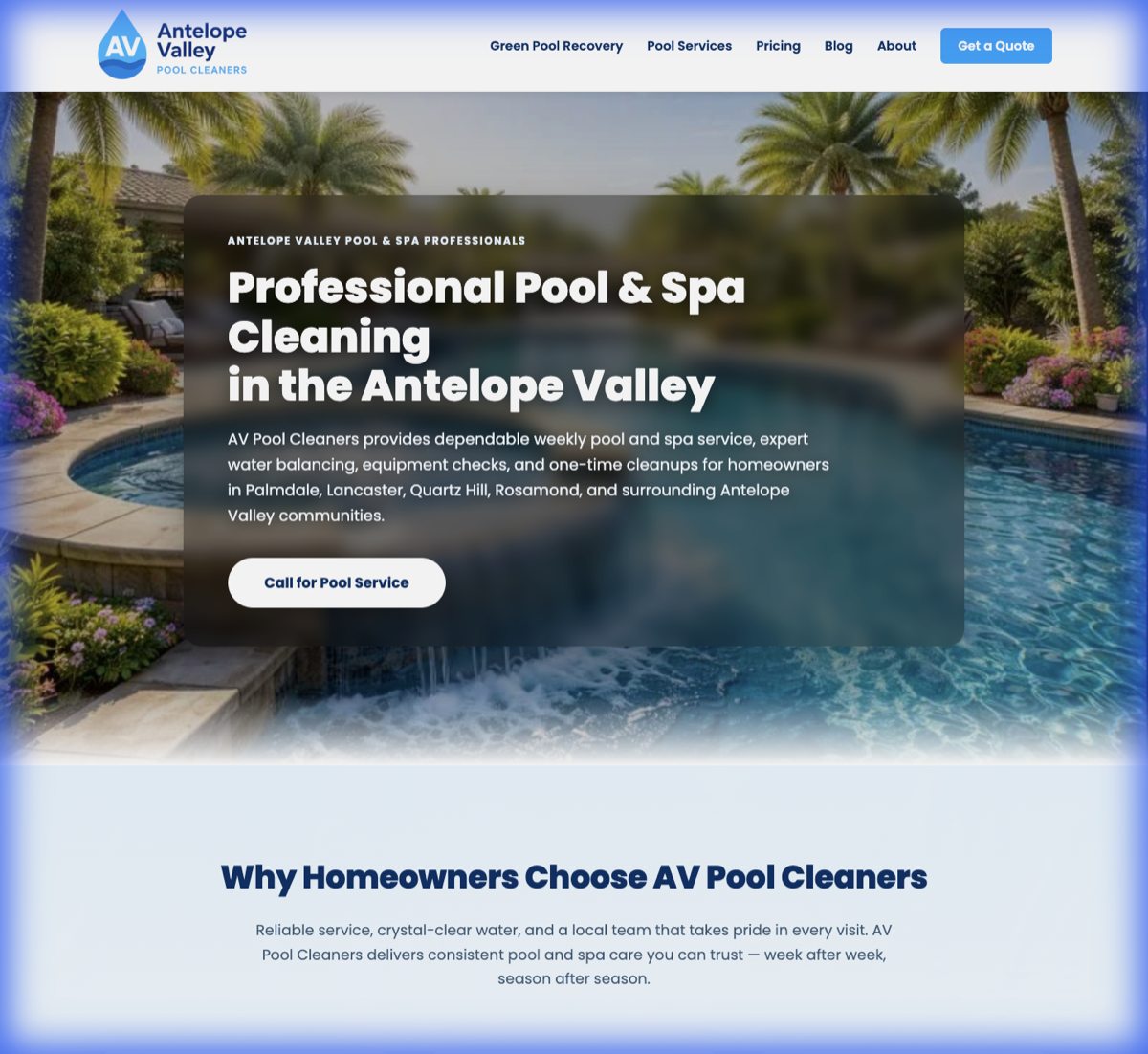 AV Pool Cleaning Website
