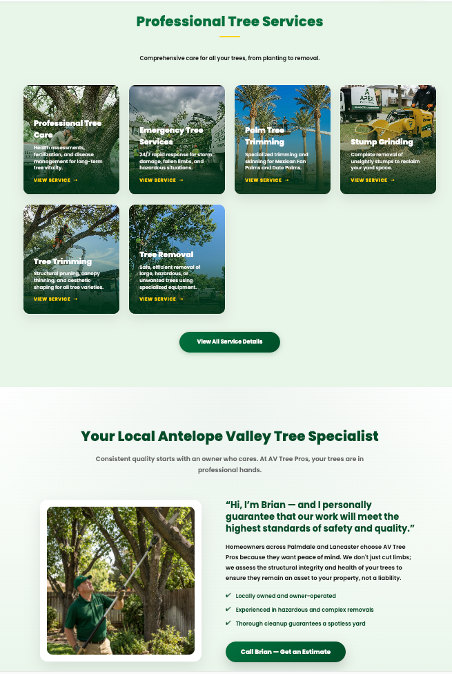 AV Tree Pros Services Section