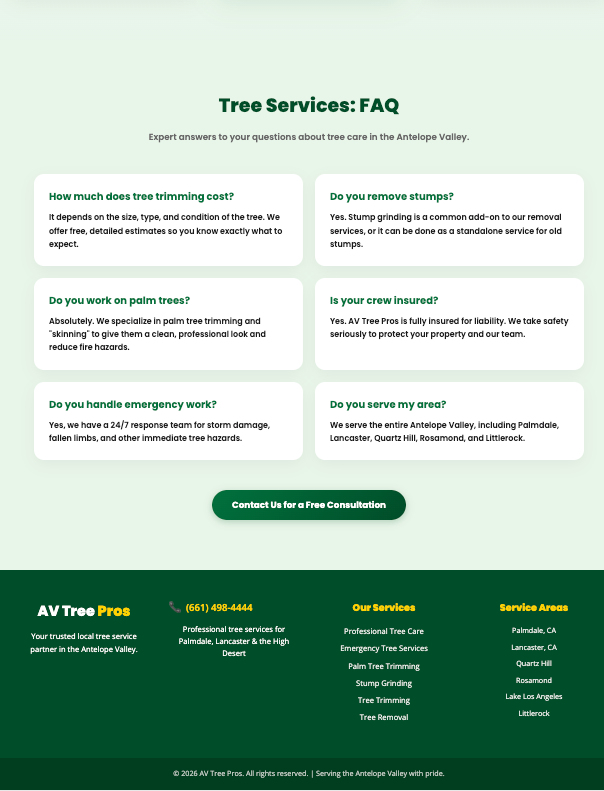 AV Tree Pros FAQ Section