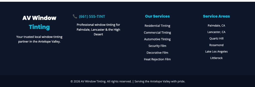 Footer & Service Areas