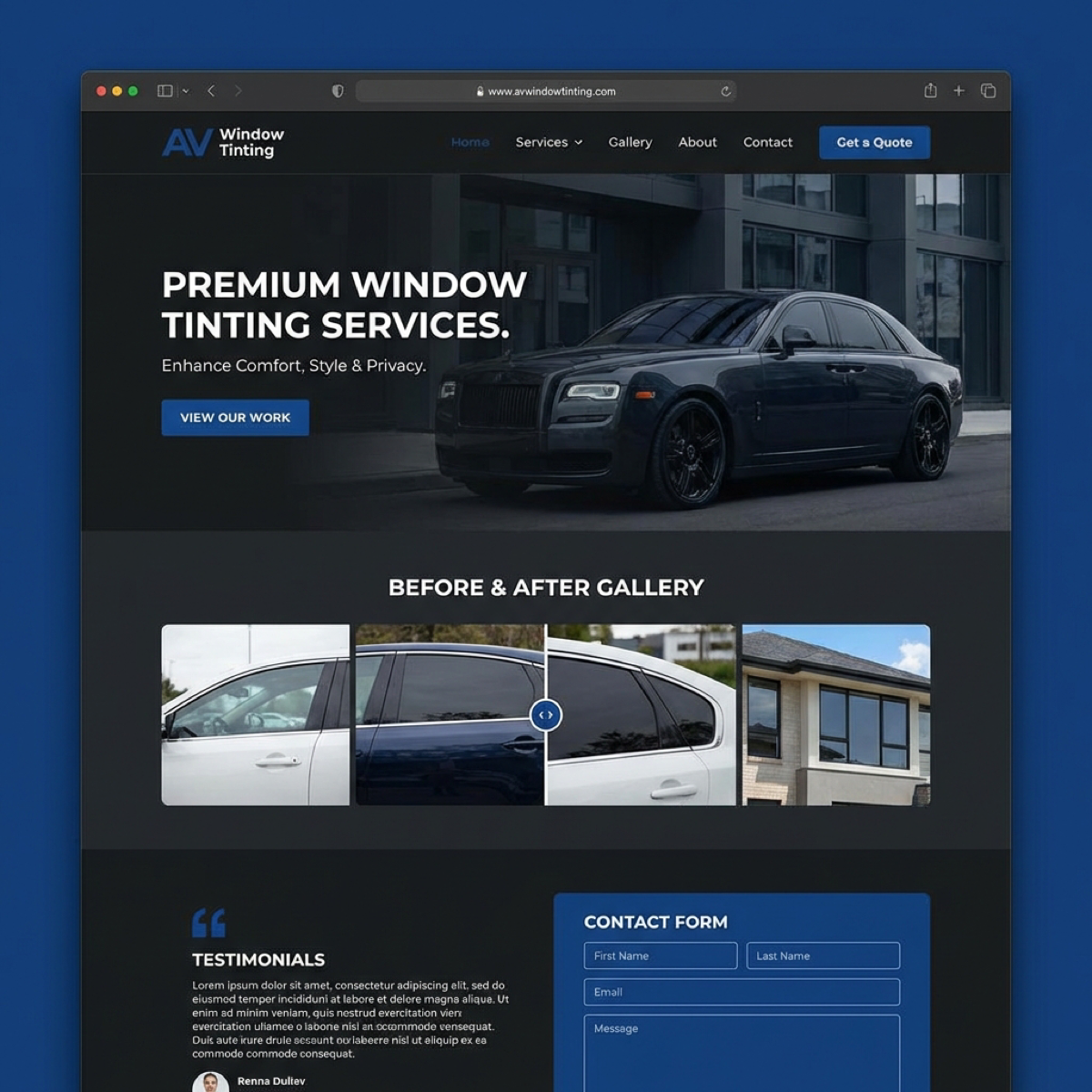 AV Window Tinting Website